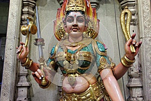 statue of a divinity in an hindu temple (Sri Veeramakaliamman) - singapore