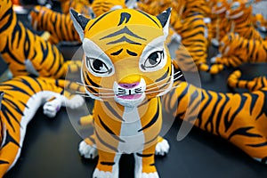 Statue or Doll of Tiger in International Global Tiger Day as Annual Celebration to Raise Awareness