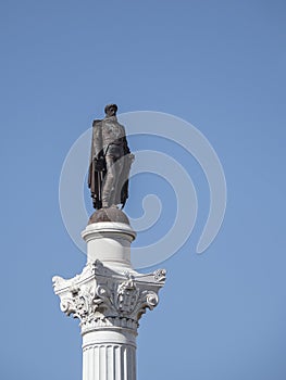 Statue of Dom Pedro IV in Rossio square in Lisbon