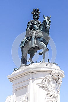 Statue of Don Jose I on the Commerce Square in Lisbon.The date o