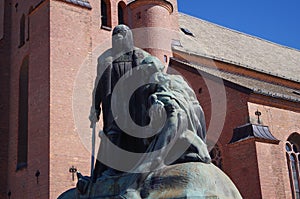 A statue in downtown Falun