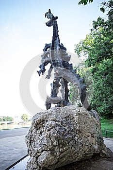 Statue of the dragon from Wawel castle photo