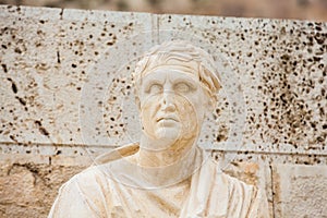 Statue of the dramatist Menander at the Theatre of Dionysus Eleuthereus the major theatre in Athens and considered the first