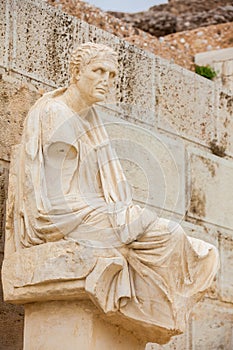 Statue of the dramatist Menander at the Theatre of Dionysus Eleuthereus the major theatre in Athens and considered the first