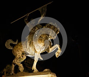 Statue of El Cid Balboa park san diego statue of soldier on horse with flag