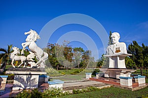 Statue of El Tari and horse in El Tari Airport park, Kupang, East Nusa Tenggara, Indonesia. photo