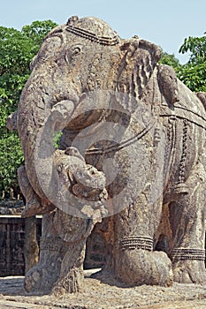 Statue of an Elephant at Konark Temple