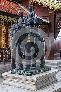 Statue of elephant riders at Wat Phrathat Doi Suthep