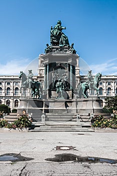 Statue of the Empress Maria Theresa Located at the Maria-Theresien-Platz in Wien. Old Monument