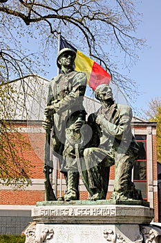 A Statue Erected in Honour of Fallen Soldiers in Soignies Belgium