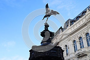 The statue of Eros in Piccadilly Circus, London