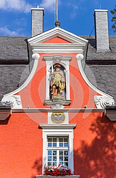 Statue on the facade of the town hall of Soest