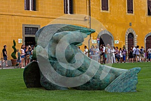 The statue of the fallen angel by sculptor Igor Mitoraj