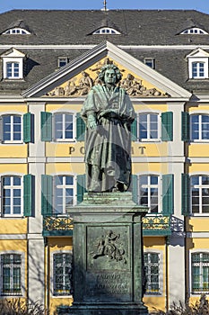 Statue of famous composer Ludwig van Beethoven - with the beautiful Old Post Office building in the background, located on