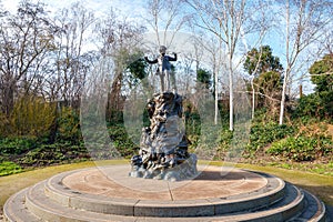 Statue of famous fairytale character Peter Pan, the boy who would never grow up