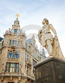 Statue of the famous painter Anthony Van Dyck in Antwerp