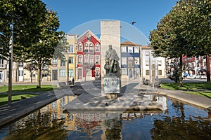 Statue of famous Portuguese writer Eca do Queiroz in Povoa de Varzim