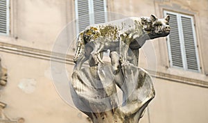 statue of a female wolf in Siena Tuscany in Italy called LUPA SENESE in Italian language