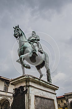 Statue of Ferdinando I de` Medici at he Piazza della Santissima Annunziata in Florence, Italy