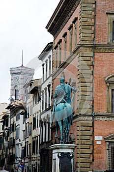 Statue of Ferdinando I de` Medici at he Piazza della Santissima Annunziata in Florence, Italy