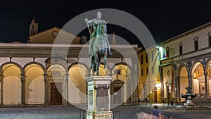 Statue of Ferdinando I de Medici timelapse in the Piazza della Santissima Annunziata in Florence, Italy