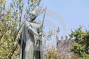 Statue of the first king of Portugal, D. Afonso Henriques by the sculptor Antonio Soares dos Reis