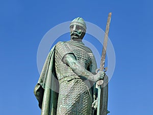 Statue of the first king of Portugal, Dom Afonso Henriques in Guimaraes, Portugal