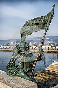 Statue with the flag, Trieste Italy