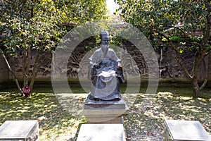 Statue of the founder Fan Qin in the Tianyige Library which is also called Building of Treasured Books, was built in Ming Dynasty