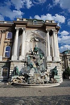 Statue and fountain of Buda Castle photo