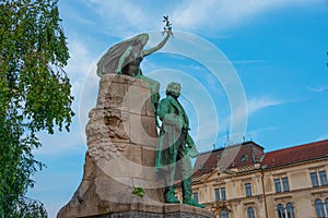 Statue of France Preseren in Ljubljana, Slovenia