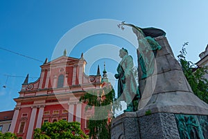 Statue of France Preseren in Ljubljana, Slovenia