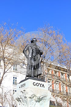 Statue of Francisco de Goya, Spanish painter and artist in Madrid, outside Prado museum art photo