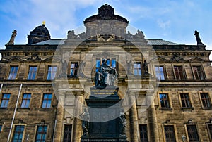 The statue of Frederick Augustus I of Saxony, in front of Oberlandesgericht or the higher court in Dresden, Germany