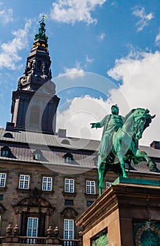 Statue of Frederik VII at Christiansborg Castle square in Copenhagen, Denmark