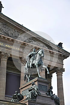 Statue front of Alte National Galerie from Berlin in Germany