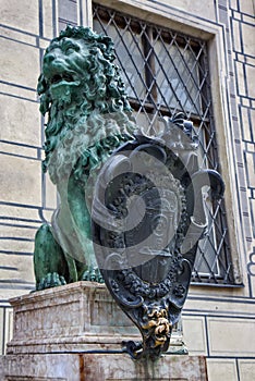 Statue in front of Preysing palais in Munich, Germany