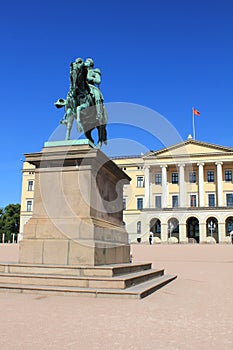 Statue in front of the Royal Palace in Oslo, Norway, Scandinavia