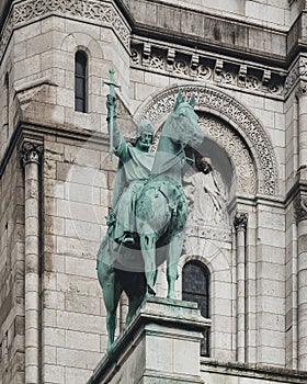 Statue in front of Sacre-coeur, Paris, France