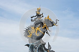 Statue of Gajah Mina on Pererenan Beach close to Canggu