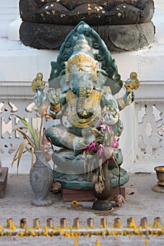 A statue of Ganesh was installed in the courtyard of Wat Na Phra Men in Ayutthaya (Thailand)