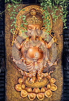 Statue of Ganesha on black background