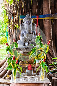 A statue of Ganesha in a Thai temple