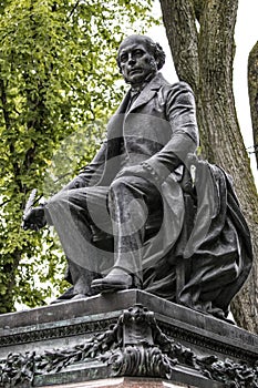 Statue of Garneau famous french historian in Quebec City , Canada photo