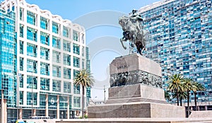 Statue of General Artigas in Plaza Independencia, Montevideo, Ur