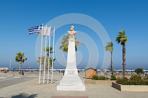 Statue of General Cimon or Kimon in Beach of Larnaca, Cyprus, an Athenian statesman and general in mid-5th century BC Greece