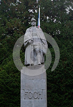 Statue of General Foch at the site of the Armistice of WWI and WWII in the Forest of CompiÃ¨gne, France
