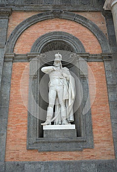 Statue of Gioacchino Murat on the facade of Royal Palace in Naples photo