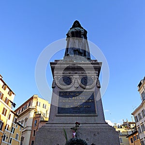 Statue of Giordano Bruno at Campo de` Fiori, Rome photo