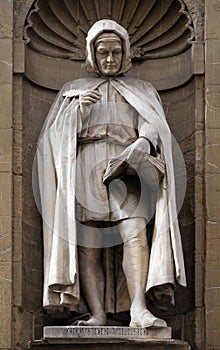 Statue of Giovanni Villani, Italian banker, official, diplomat and chronicler, Loggia del Mercato in Florence